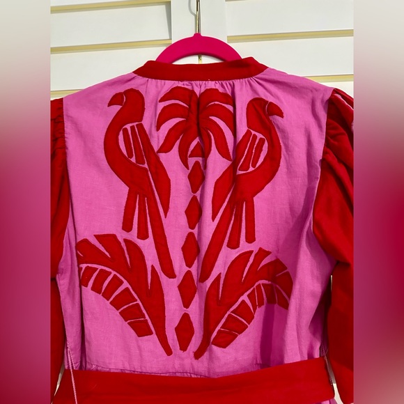 FARM RÍO NWT SOLD OUT PINK AND RED EMBROIDERED DRESS $295 XS/S - Picture 6 of 11